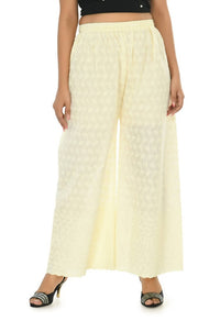 Thumbnail for Mominos Fashion Moeza Cotton Off White Chikan Work Palazzo