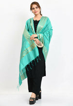 Thumbnail for Mominos Fashion Moeza Women's Banarsi Silk Woven Design Sea Green Dupatta - Distacart