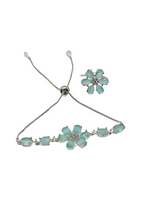 Thumbnail for Rhodium-Plated Alloy American Diamond Studded Bracelets & Ring Set - The Pari - Distacart