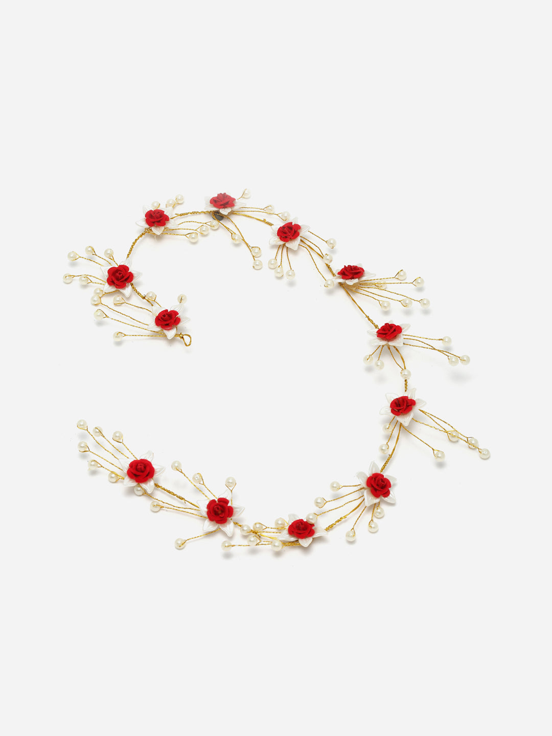Panash Women Gold-Toned & Red Embellished Tiara - Distacart