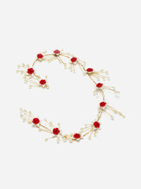 Thumbnail for Panash Women Gold-Toned & Red Embellished Tiara - Distacart