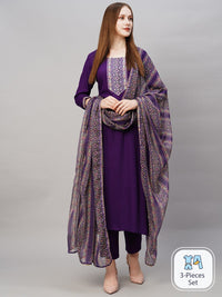 Thumbnail for Kalini Women Solid Straight Kurta with Trousers & With Dupatta - Distacart
