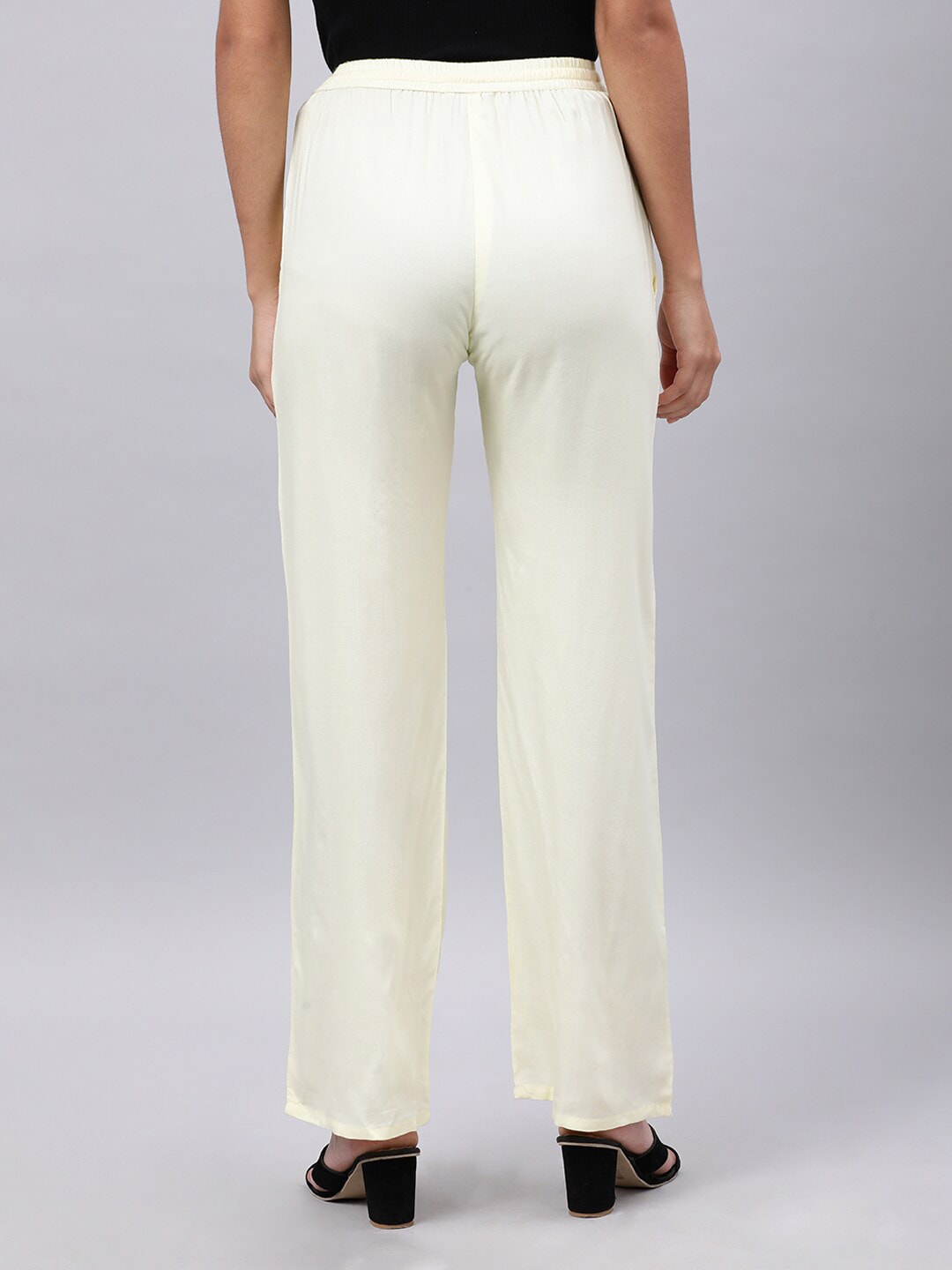 Souchii Cream-Coloured Liva Palazzos - Distacart