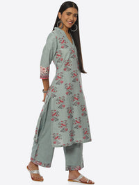Thumbnail for Biba Floral Printed Kurta With Palazzos & Dupatta - Distacart