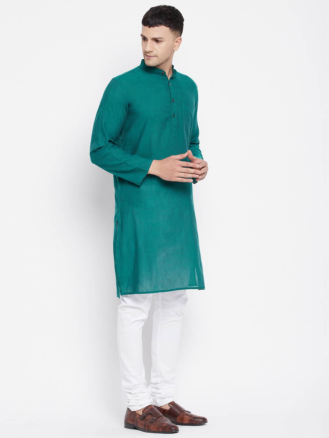Even Apparels Green Rayon Men's Kurta With Band Collar - Distacart