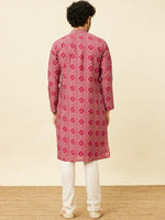 Thumbnail for Manyavar Geometric Printed Mandarin Collar Kurta & Churidar - Distacart