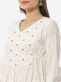 Thumbnail for Biba Women White Ethnic Motifs Printed Pure Cotton Kurta with Trousers & With Dupatta - Distacart