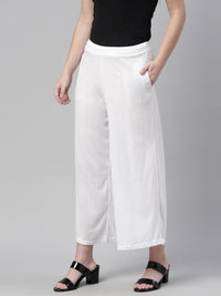 Thumbnail for Souchii White Knitted Ethnic Palazzos - Distacart
