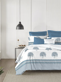 Thumbnail for MYTRIDENT Road To Jaipur Purple Printed Cotton 210 TC King Bedsheet with 2 Pillow Covers - Distacart