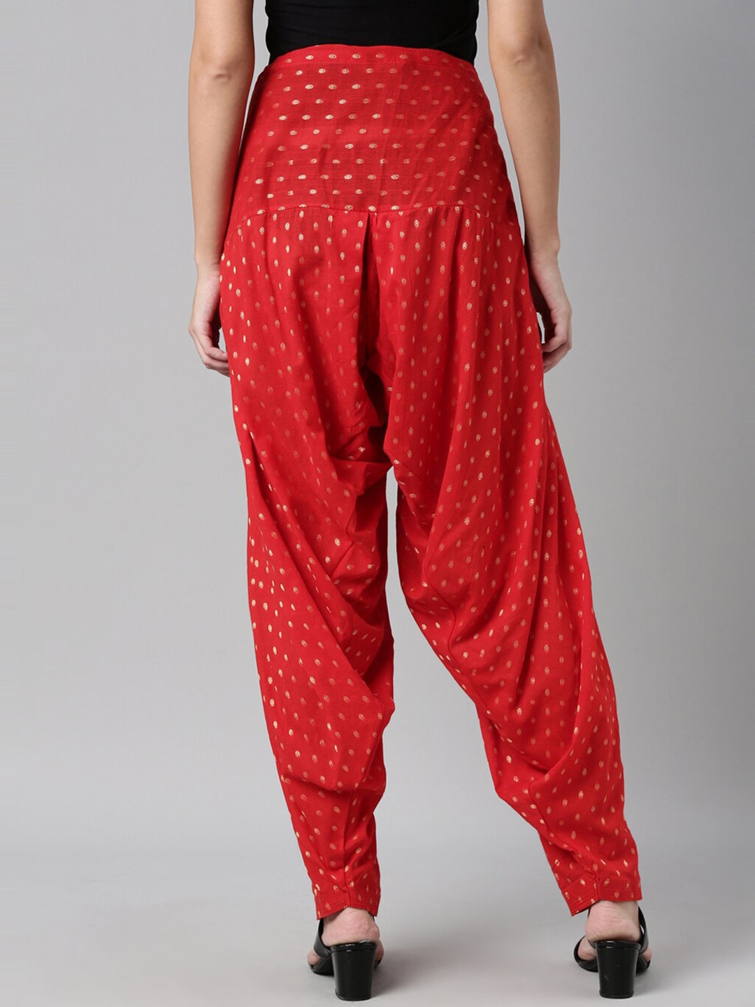 Souchii Red & Gold-Coloured Woven Design Pure Cotton Patiala - Distacart