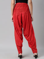 Thumbnail for Souchii Red & Gold-Coloured Woven Design Pure Cotton Patiala - Distacart