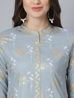 Thumbnail for Khushal K Floral Printed Mandarin Collar Kurta with Palazzos - Distacart
