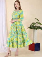 Thumbnail for Kalini Women Lime Green Floral Printed Floral Anarkali Kurta - Distacart