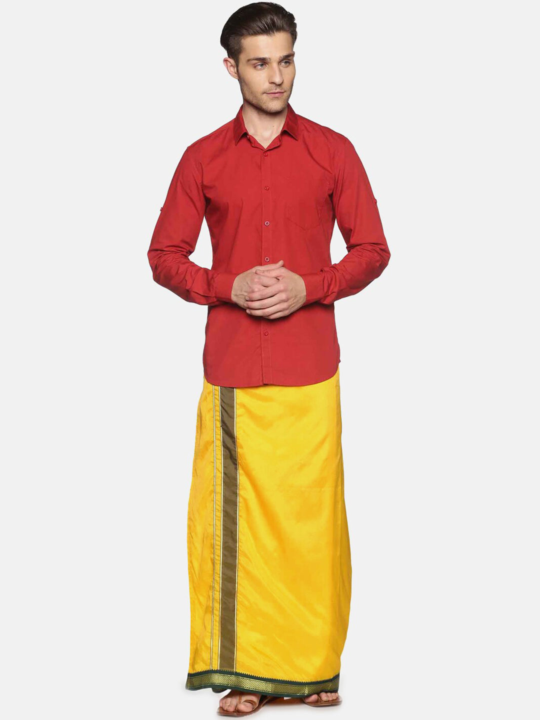 Sethukrishna Men Yellow Solid Readymade Dhoti - Distacart