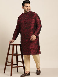 Thumbnail for Sojanya Plus Men Plus Size Red & Black Woven Design Straight Kurta - Distacart