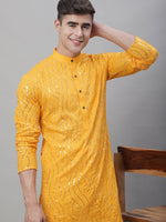Thumbnail for Sojanya Ethnic Motifs Embroidered Sequinned Pure Cotton Kurta - Distacart