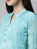 Thumbnail for Souchii Blue Floral Chiffon A-Line Midi Dress - Distacart