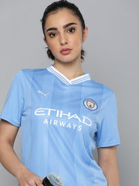 Thumbnail for Puma Printed Manchester City 23/24 Home Jersey Drycell V-Neck Football T-shirt - Distacart