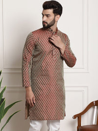 Thumbnail for Sojanya Woven Design Mandarin Collar Silk Cotton Kurta - Distacart