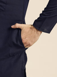 Thumbnail for Sojanya Men Navy Blue Solid Straight Kurta - Distacart