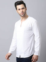 Thumbnail for Even Apparels White Pure Cotton Embroided Kurta - Distacart