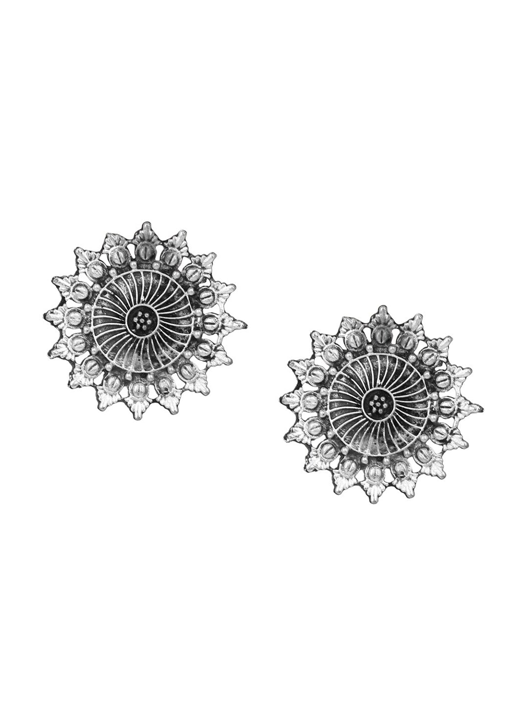 Cardinal Silver-Toned Black Oxidized Choker Necklace Set - Distacart