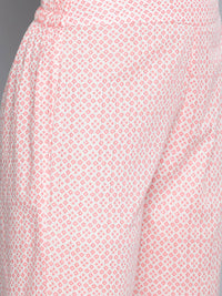 Thumbnail for HERE&NOW Women Pink Floral Printed Pure Cotton Kurta with Palazzos & With Dupatta - Distacart