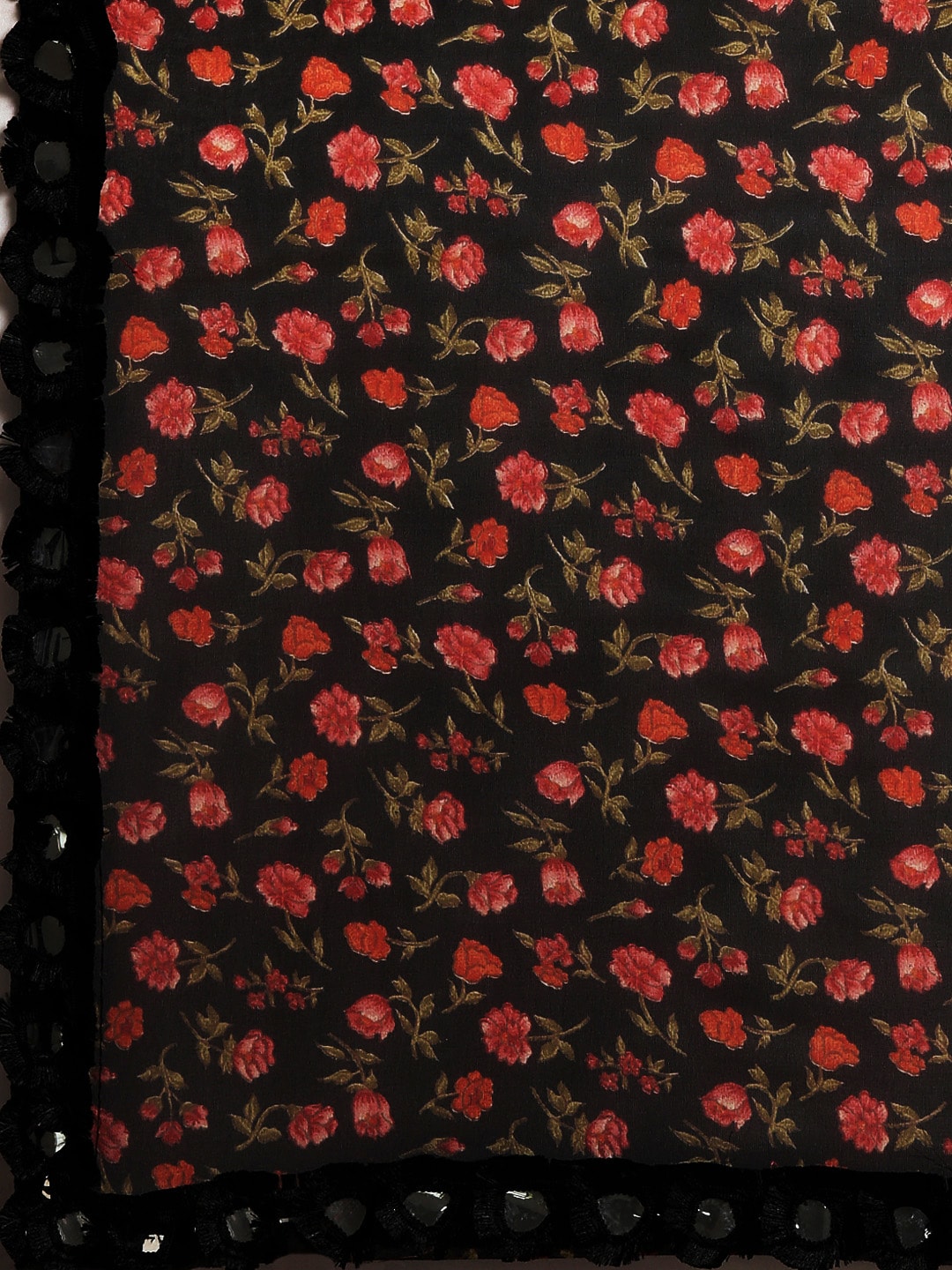 Tikhi Imli Black & Red Poly Georgette Printed Saree - Distacart