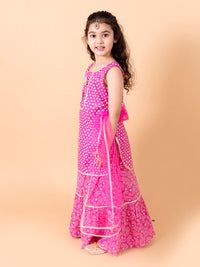 Thumbnail for Girls Purple Ethnic Motifs Printed Pure Cotton Kurta With Sharara With Dupatta - Mini Marvels - Distacart