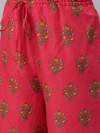 Thumbnail for Biba Women Red & Off-White Striped Kurta with Palazzos - Distacart