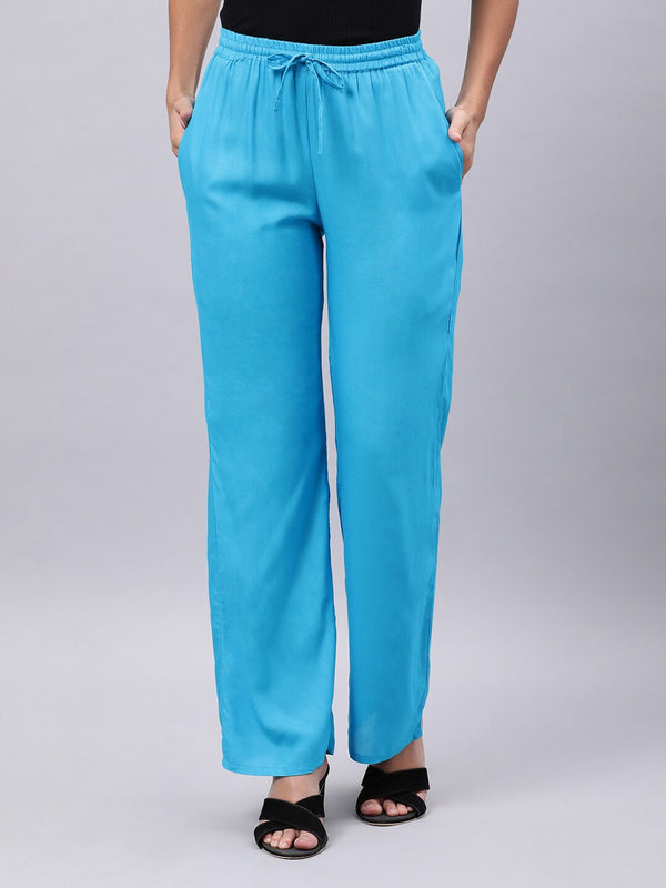 Souchii Blue Liva Ethnic Palazzos - Distacart