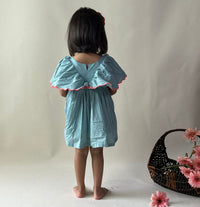 Thumbnail for ArthLife Pale Blue Neon Embroidered Dress - Distacart