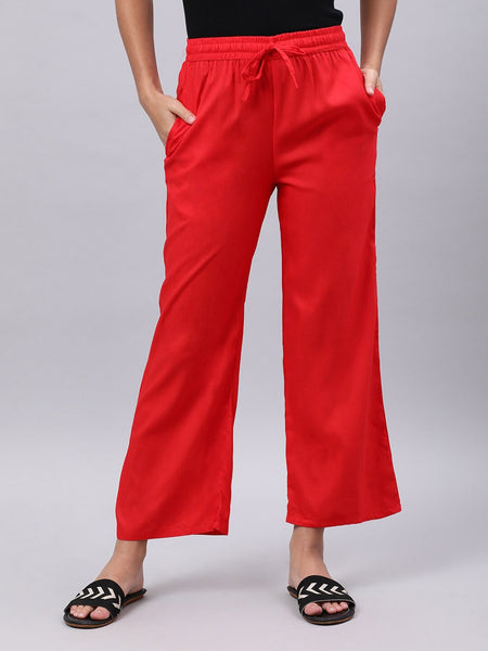 Souchii Red Liva Palazzos - Distacart