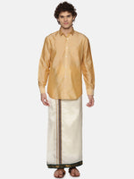 Thumbnail for Sethukrishna Men Off White Solid Art Silk Dhotis - Distacart