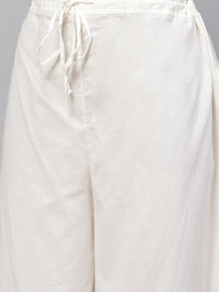 Thumbnail for Biba Women Off-White & Blue Checked Asymmetric Kurta with Palazzos & Dupatta - Distacart
