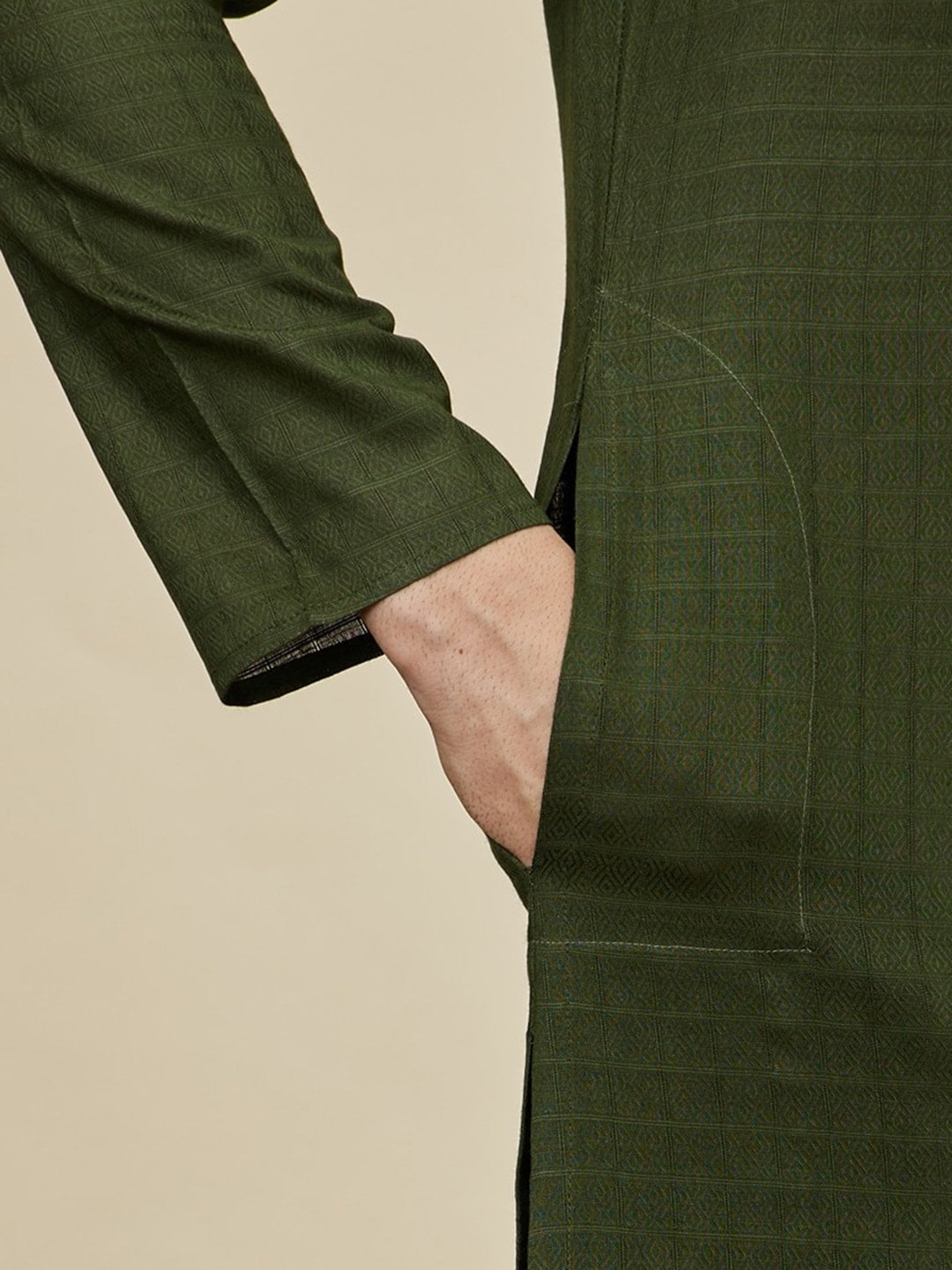 Manyavar Ethnic Motifs Woven Design Pure Cotton Kurta with Pyjamas - Distacart