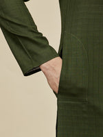 Thumbnail for Manyavar Ethnic Motifs Woven Design Pure Cotton Kurta with Pyjamas - Distacart