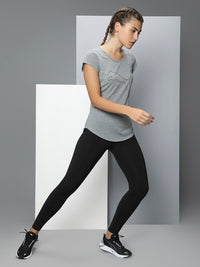 Thumbnail for Puma Women Grey Melange & Black Performance Heather Cat Training Tee - Distacart