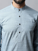 Thumbnail for Even Apparels Blue Color Cotton Pure Cotton Men's Kurta With Side Placket (SLD1156) - Distacart