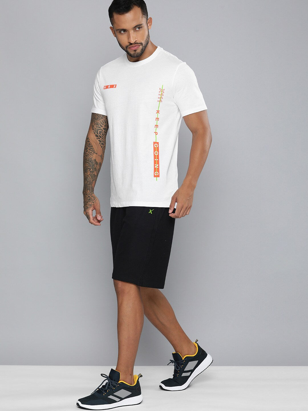 HRX by Hrithik Roshan Men White Typography Print Detail Pure Cotton T-shirt - Distacart