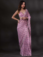 Thumbnail for Koskii Lavender Embellished Beads and Stones Poly Crepe Saree - Distacart