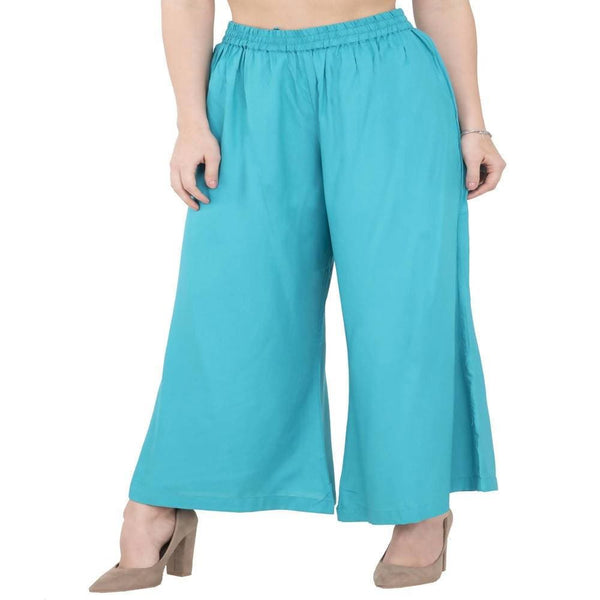 Lagi Women's Turquoise Blue Solid Palazzo (PLZ04H)