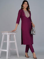 Thumbnail for Kalini Floral Embroidered Kurta with Trousers - Distacart