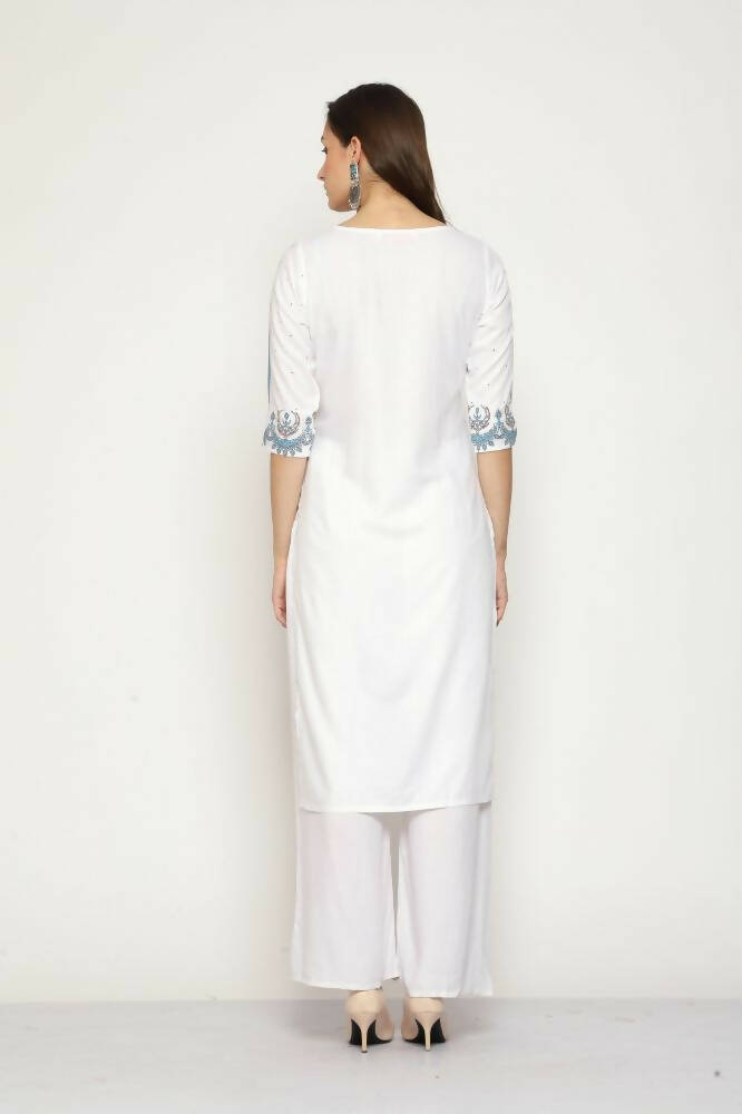 Maai Rayon Hand Printed Kurta Off-White - Distacart