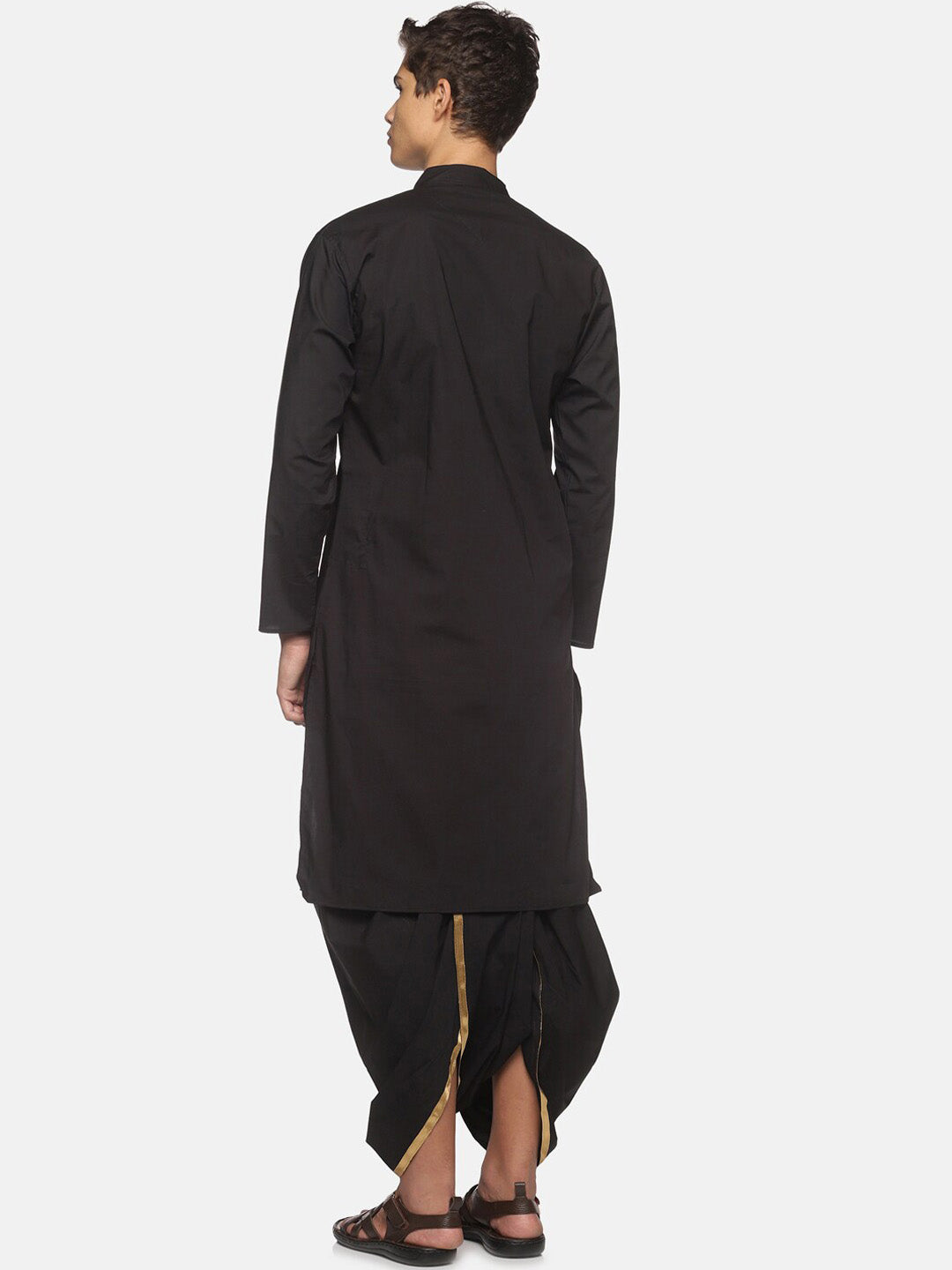 Sethukrishna Men Black Pure Cotton Kurta with Dhoti Pants - Distacart