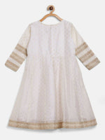 Thumbnail for Ahalyaa Off White Chanderi Anarkali Kids Kurta With Dupatta For Girls - Distacart