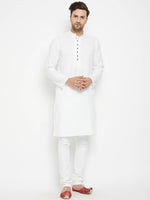 Thumbnail for Even Apparels White Viscose Long Men's Kurta With Band Collar - Distacart