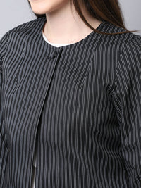 Thumbnail for Even Apparels Black Polywool Open Front Statement Women's Jacket - Distacart