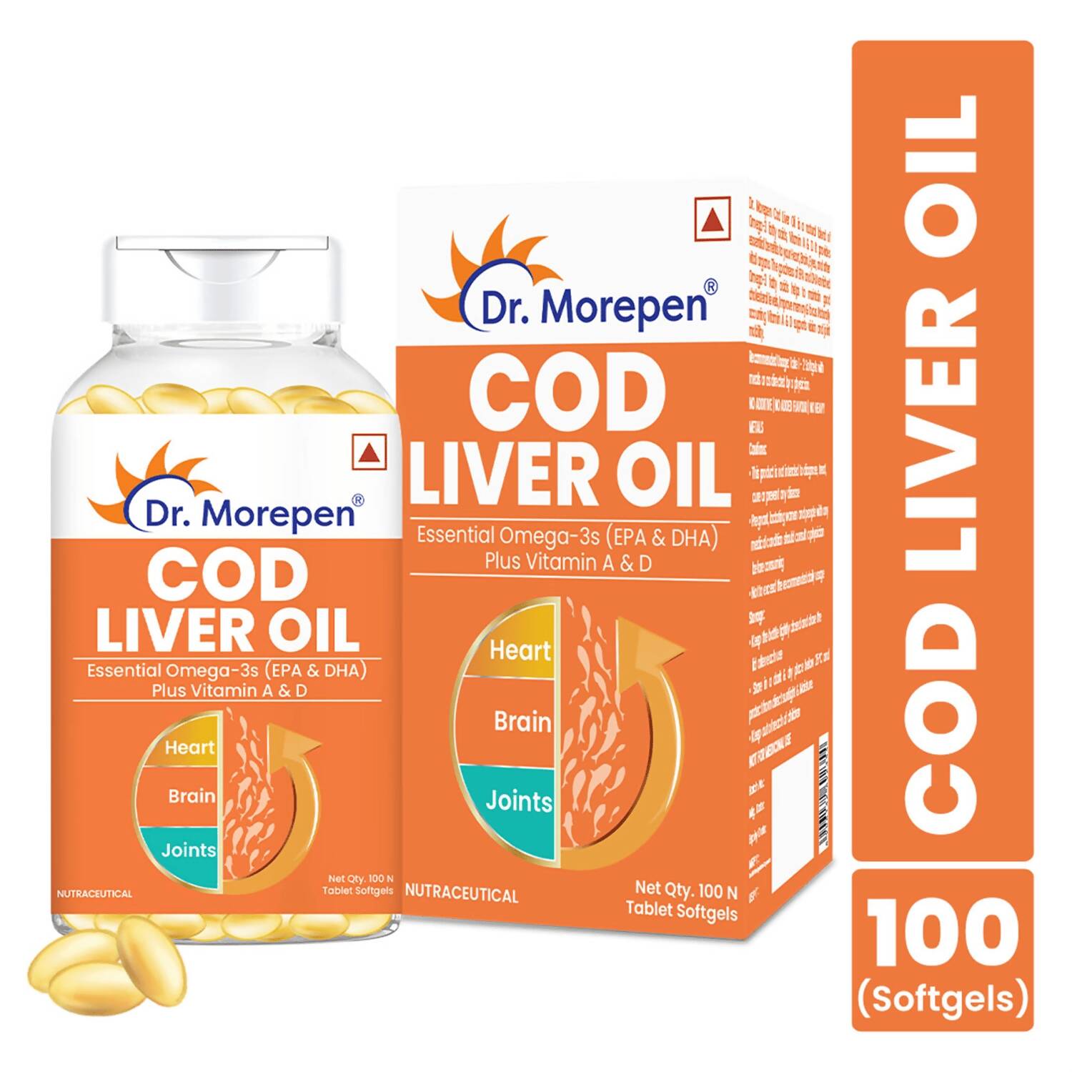 Dr. Morepen COD Liver Oil Softgels and Omega 3 Deep Sea Fish Oil Softgels Combo - Distacart
