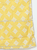 Thumbnail for Myshka Women Yellow Floral Pure Cotton Kurti with Palazzos With Dupatta - Distacart
